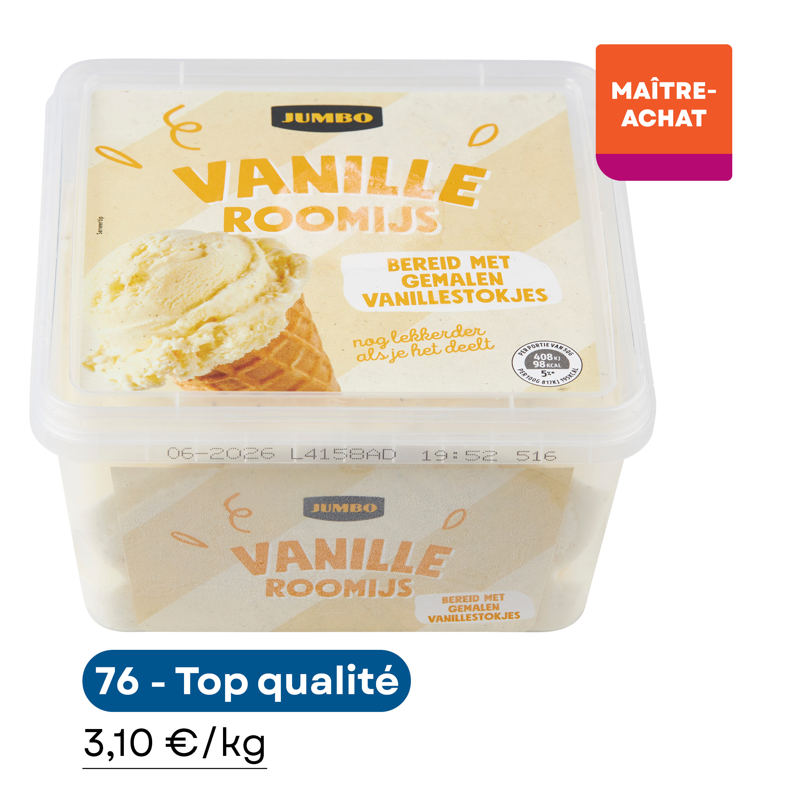 La crème glacée vanille Jumbo